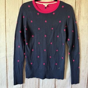 Nautica Women's Navy and Pink Polka Dot 100% Cotton
Crew Neck Sweater Size S